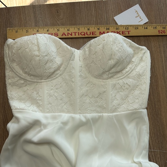 Lulu’s Perfect Vows White,  Lace Bustier Strapless Maxi Dress **see description - Picture 11 of 16